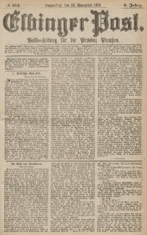 Elbinger Post, Nr.275 Donnerstag 23 November 1876, 3 Jh
