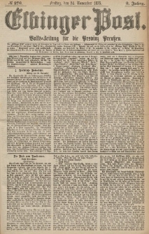 Elbinger Post, Nr.276 Freitag 24 November 1876, 3 Jh