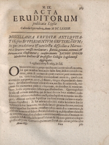 Acta Eruditorum […] Calendis Septembris, Anno M DC LXXXIII, N.IX