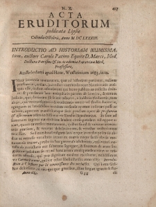 Acta Eruditorum […] Calendis Octobris, Anno M DC LXXXIII, N.X