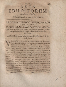 Acta Eruditorum […] Calendis Novembris, Anno M DC LXXXIII, N.XI