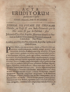 Acta Eruditorum […] Calendis Januarii, Anno M DC LXXXVII, N.I