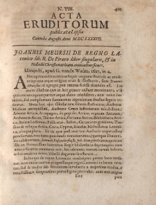 Acta Eruditorum […] Calendis Augusti, Anno M DC LXXXVII, N.VIII