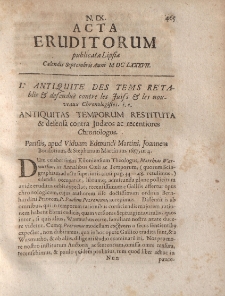 Acta Eruditorum […] Calendis Septembris, Anno M DC LXXXVII, N.IX