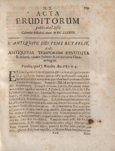 Acta Eruditorum […] Calendis Octobris, Anno M DC LXXXVII, N.X