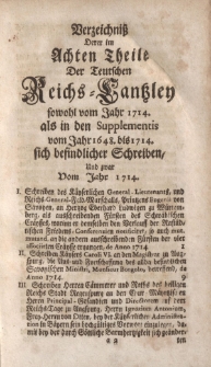Der Teutschen Reichs-Cantzley Achter Theil. nebst zwey vollständigen Registern