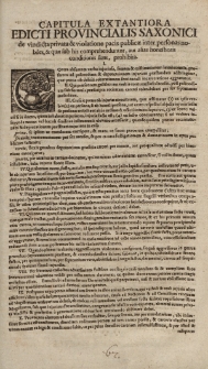 Capitula extantiora edicti provincialis Saxonici de vindicta privata et violatione pacis publicae inter personas nobiles, et quae sub his comprehenduntur, aut alias honestioris conditionis sunt, prohibita