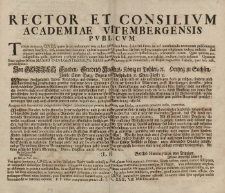 Rector et consilivm Academiae Vitembergensis pvblicvm