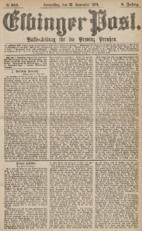 Elbinger Post, Nr.281 Donnerstag 30 November 1876, 3 Jh