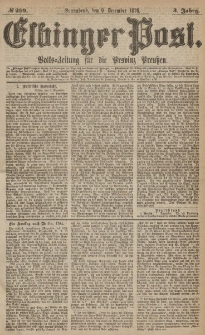 Elbinger Post, Nr.289 Sonnabend 9 Dezember 1876, 3 Jh