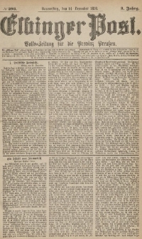 Elbinger Post, Nr.293 Donnerstag 14 Dezember 1876, 3 Jh