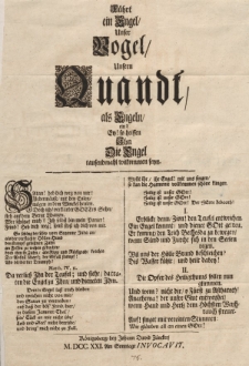 Führt ein Engel unserem Vogel unserem Quandl als Engel ein? [...] So heissen ihn de Engel tausendmahl wilkommen sehen