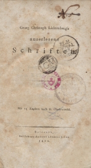 Georg Christoph Lichtenberg’s auserlesene Schriften