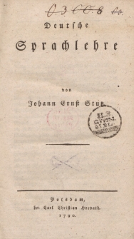 Deutsche Sprachlehre von Johann Ernst Stutz