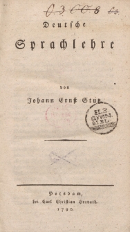 Deutsche Sprachlehre von Johann Ernst Stutz