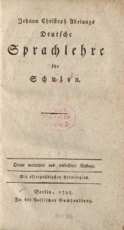 Johann Christoph Adelungs Deutsche Sprachlehre für Schulen