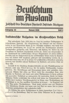 Deutschtum im Ausland, 22. Jahrgang, 1939, H. 1