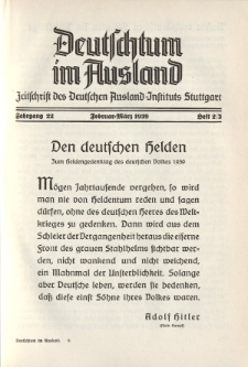 Deutschtum im Ausland, 22. Jahrgang, 1939, H. 2/3