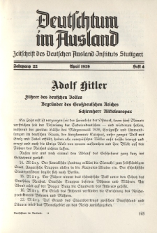 Deutschtum im Ausland, 22. Jahrgang, 1939, H. 4