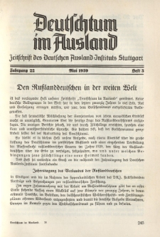 Deutschtum im Ausland, 22. Jahrgang, 1939, H. 5