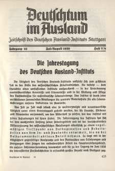 Deutschtum im Ausland, 22. Jahrgang, 1939, H. 7/8
