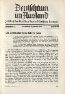 Deutschtum im Ausland, 22. Jahrgang, 1939, H. 11/12