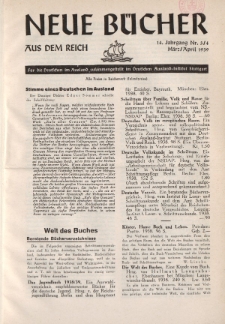 Neue Bücher aus dem Reich, 14. Jahrgang, 1939, Nr.3/4