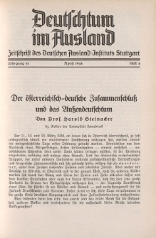 Deutschtum im Ausland, 21. Jahrgang, 1938, H.4