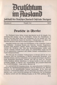 Deutschtum im Ausland, 21. Jahrgang, 1938, H.8