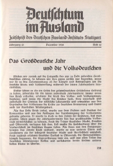 Deutschtum im Ausland, 21. Jahrgang, 1938, H.12