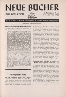 Neue Bücher aus dem Reich, 13. Jahrgang, 1938, Nr.4