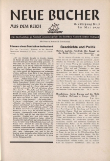 Neue Bücher aus dem Reich, 13. Jahrgang, 1938, Nr.5