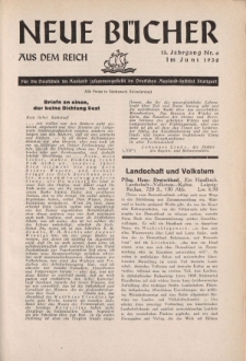 Neue Bücher aus dem Reich, 13. Jahrgang, 1938, Nr.6