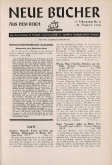 Neue Bücher aus dem Reich, 13. Jahrgang, 1938, Nr.8