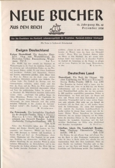 Neue Bücher aus dem Reich, 13. Jahrgang, 1938, Nr.12