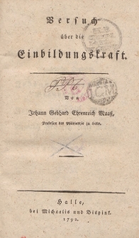 Versuch über die Einbildungskraft