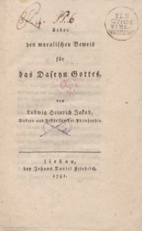 Ueber den moralischen Beweis für das Daseyn Gottes