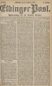 Elbinger Post, Nr.214 Mittwoch 13 September 1876, 3 Jh