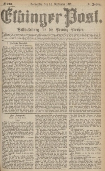 Elbinger Post, Nr.215 Donnerstag 14 September 1876, 3 Jh