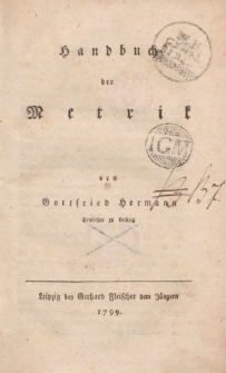 Handbuch der Metrik [ … ]