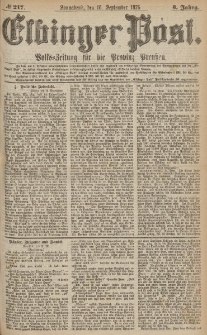 Elbinger Post, Nr.218 Sonntag 17 September 1876, 3 Jh