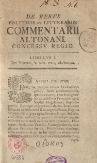 De rebvs politicis et litterariis commentarii Altonani