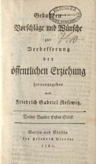 Gedanken, Vorschläge und Wünsche zur Verbesserung der öffentlichen Erziehung [ … ]
