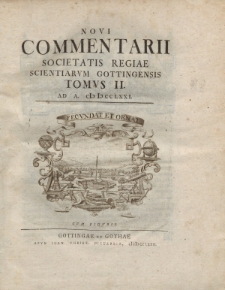 Novi commentarii Societatis Regiae Scientarum Gottingensis t. 2