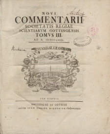 Novi commentarii Societatis Regiae Scientarum Gottingensis t. 3