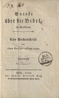 Briefe über die Bibel im Volkston: Eine Wochenschrift [ … ]