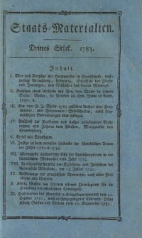 Staats-Materialien und historisch-politische Aufklärungen für das Publikum: vorzüglich zur Kenntniß des deutschen Vaterlandes in ältern und gegenwärtigen Zeiten. Drittes Stück