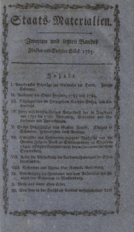 Staats-Materialien und historisch-politische Aufklärungen für das Publikum: vorzüglich zur Kenntniß des deutschen Vaterlandes in ältern und gegenwärtigen Zeiten. Zweyten Bandes. Fünftes und sechstes Stück