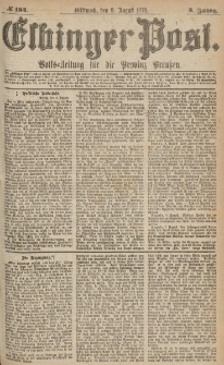 Elbinger Post, Nr.184 Mittwoch 9 August 1876, 3 Jh