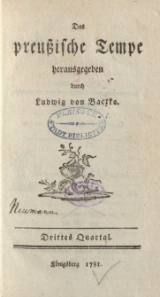 Das preußische Tempe. Drittes Quartal 1781